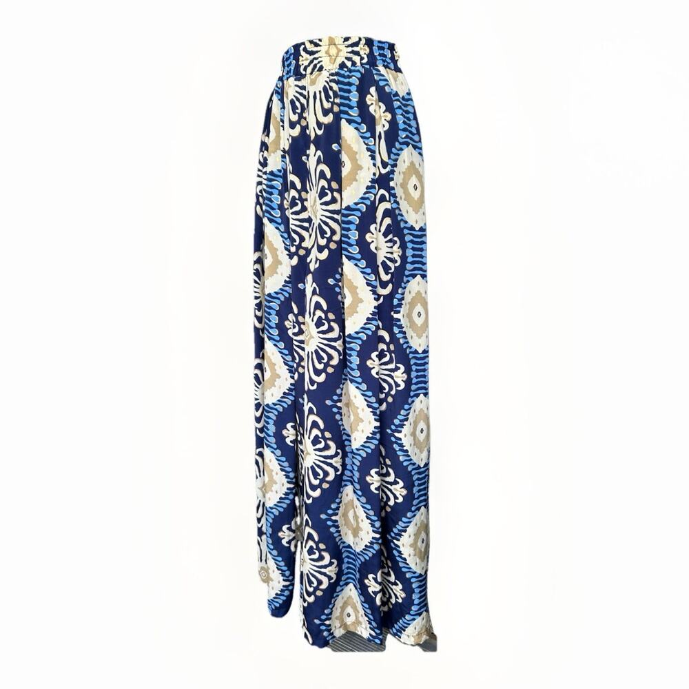 Gold & Silver Paris Wide-Leg Palazzo Pants Womens One Size Blue Gold Lightweight - Picture 2 of 13